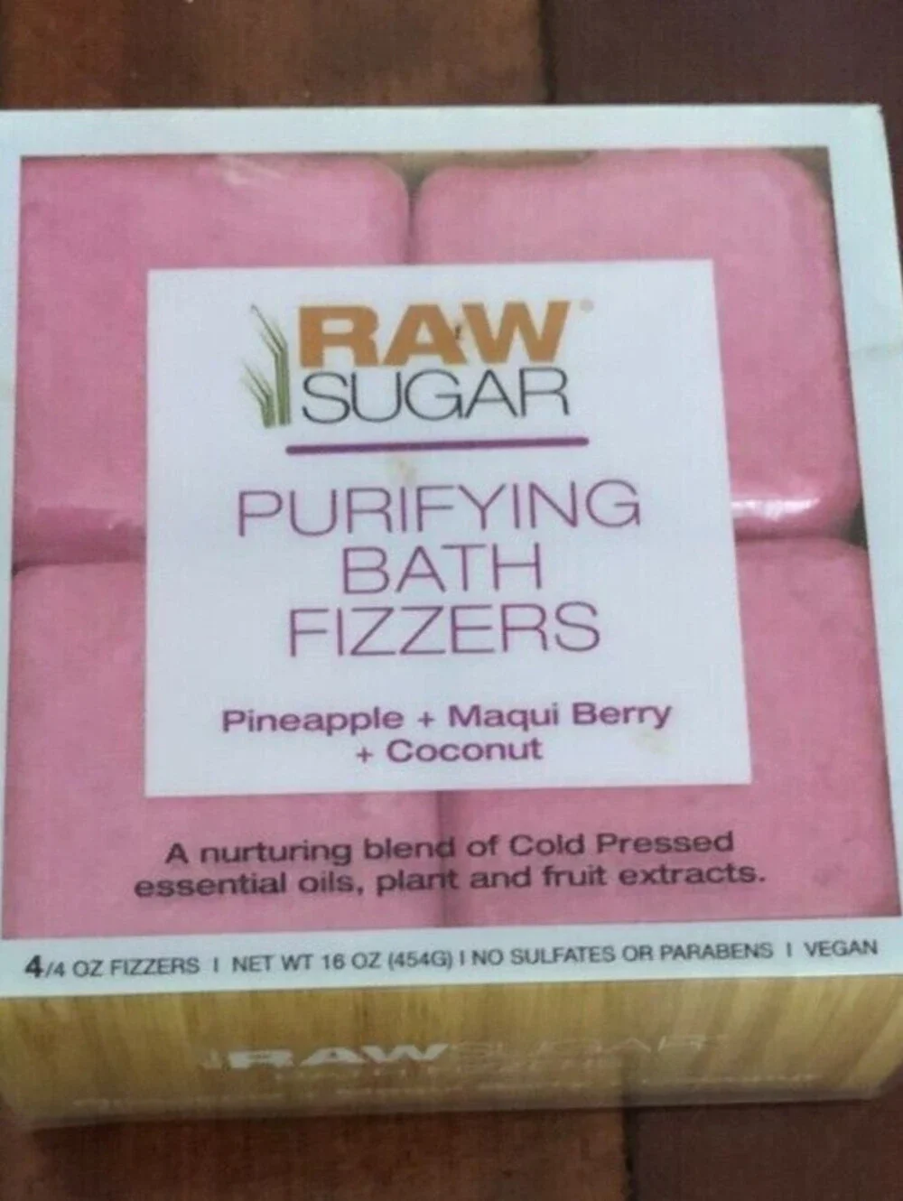NEW Raw Sugar Purifying Bath Fizzers 4ct Pineapple + Maqui Berry + Coconut 16oz